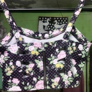 Cropped Cami Top with zipper and back cutouts