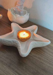 Star Shaped Candle Holders (Set of 2) With Budha