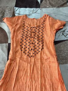 Orange Embroidered Dress