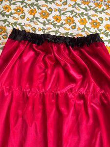 Red Satin Strapless Dress Freesize