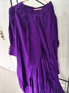Purple Puff Sleeve Kurta set With Duppttaa