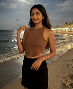 Brown Ribbed Tank Top