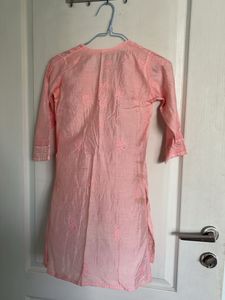 Peach Chikankari Kurta