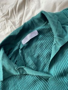 Green Ribbed Knit Top