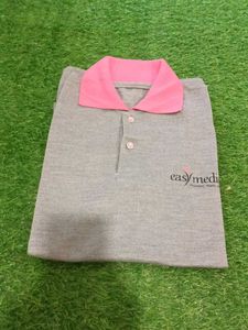 Gray &amp; Pink Polo T Shirt