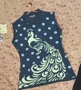 Peacock Print Knit Cardigan