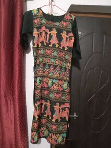 (4).Floral Print Navy Kurti