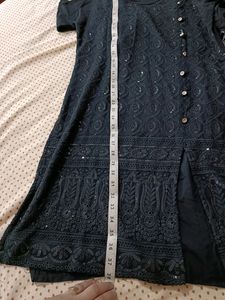Black Chickenkari Kurti Plazo