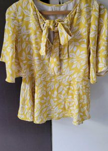 Leaf Print Yellow Top