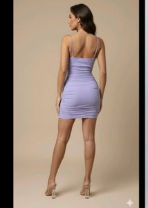 Elegant Lavender Ruched Bodycon Mini Dress
