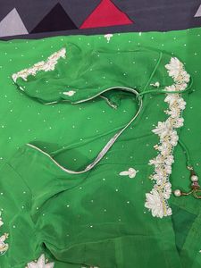 Elegant Green Embroidered Saree