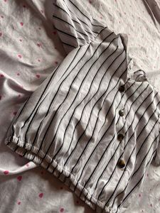 Striped Button-Up Crop Top(9-10 Years)