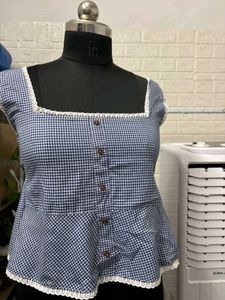 Gingham Peplum Top