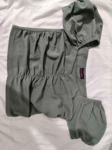 Olive Green Puff Sleeve Crop Top