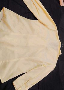 Elegant Tie-Neck Blouse and pastle yellow color