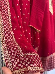 Red Embroidered Kurta Set