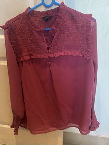 Burgundy Ruffle Top