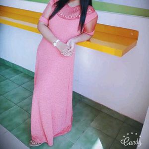 Elegant Peach  Maxi Party Gown