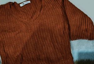 Brown Furr Sleeves Top