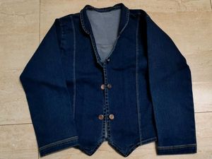 Denim Button-Down Vest Crop Jacket
