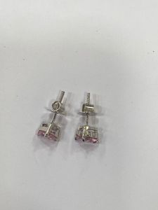 925 Italian, silver earrings, pink stone, heart s