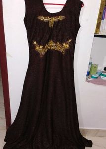 Elegant Brown Embellished Dress