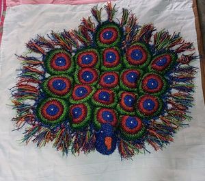 Handmade Crochet Peacock Table Art