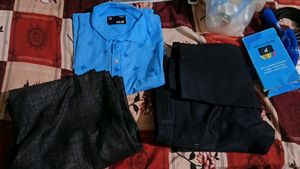 Light BluePrint Shirt - Size XL With 2Formal Pant