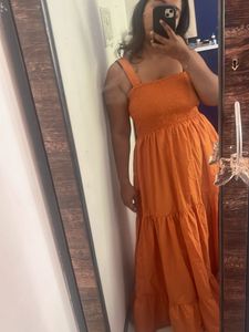 Orange Smocked Maxi Dress