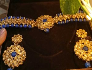 Blue Colour Chokar With Earrings