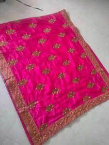 Pink Embroidered Saree