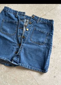 Front Pocket Denim Skirt