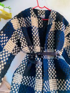 Plaid Wool Blend Coat