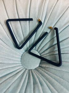 Navy Blue Geometric Acrylic Triangle Hoop Earrings