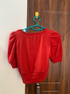 Red puff sleeve top
