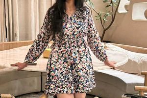 Ballon Sleeve Mini Dress