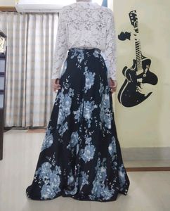 Black Floral Skirt