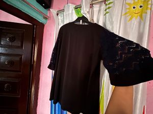 Black Lace Sleeve Top