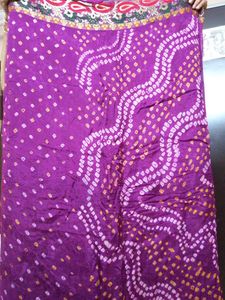 Purple Bandhani Print Saree