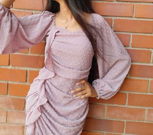 Lavender ruffle  Bodycon Dress