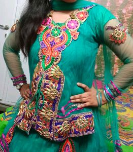 Teal Embellished Indian Dress