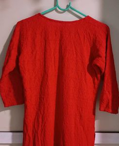 Chikankari Red Kurta XL