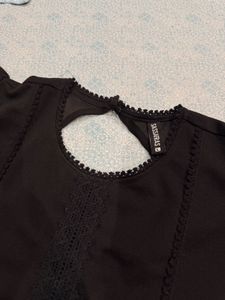 Black Cutout Puff Sleeve Dress