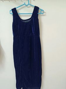 Velvet Front Slit Dress