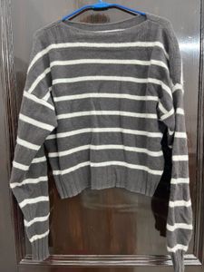 Striped Knit Cropped Sweater