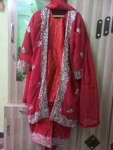 Red Embroidered Kurta Set