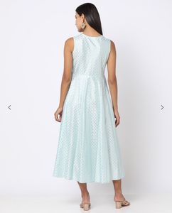 Embroidered Fit &amp; Flare Dress With Tie-ups