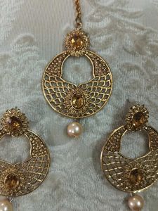 Golden Maang Tika Set