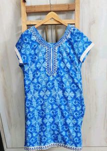 Blue Printed Cotton Kurta size-46-48