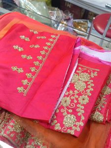 Embroidered Pink &amp; Gold Lehenga
